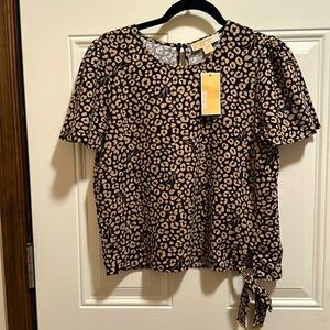 NWT Michael Kors Signature Leopard Print Top Size Small